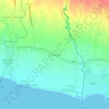 Sampaga topographic map, elevation, terrain