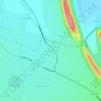 Chinnachowk topographic map, elevation, terrain
