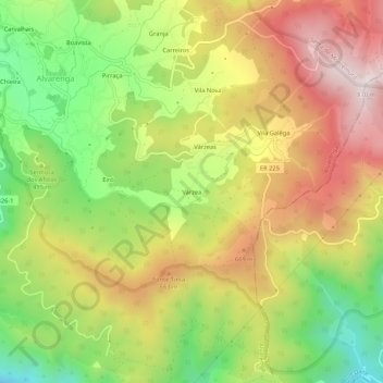 Várzea topographic map, elevation, terrain