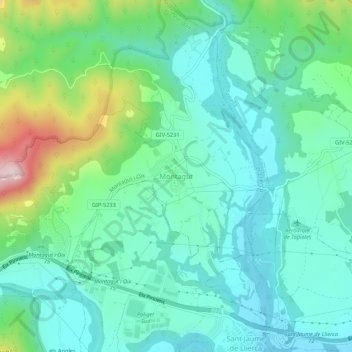 Montagut topographic map, elevation, terrain