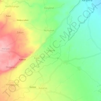 Tirigom topographic map, elevation, terrain