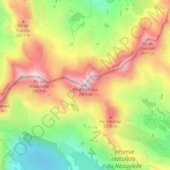 Pic d'Estibère topographic map, elevation, terrain