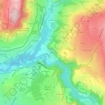 Onnex topographic map, elevation, terrain
