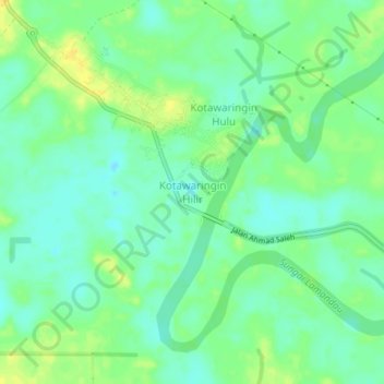 Kotawaringin Hilir topographic map, elevation, terrain