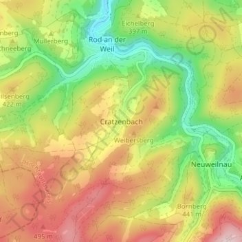 Cratzenbach topographic map, elevation, terrain