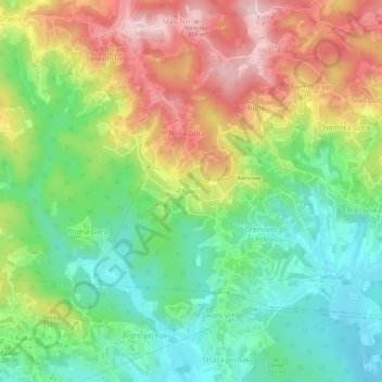 Ravni topographic map, elevation, terrain