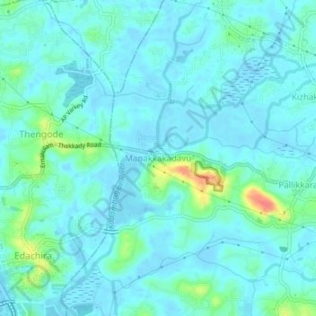 Manakkakadavu topographic map, elevation, terrain