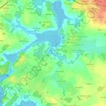 Ty Len topographic map, elevation, terrain