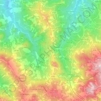 Caseo topographic map, elevation, terrain
