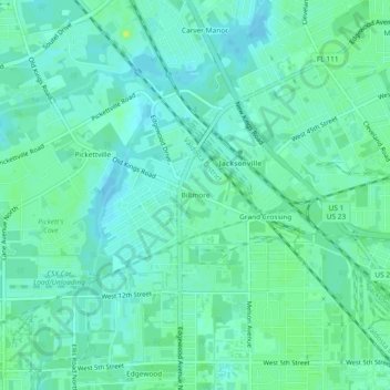 Biltmore topographic map, elevation, terrain