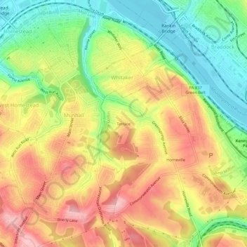 Terrace topographic map, elevation, terrain