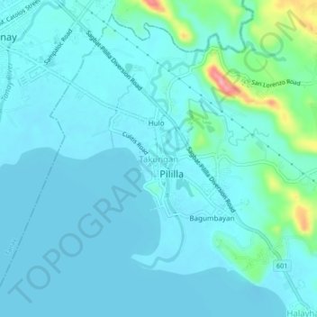 Takungan topographic map, elevation, terrain