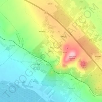Nadin topographic map, elevation, terrain