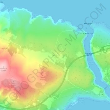 Ždrilo topographic map, elevation, terrain