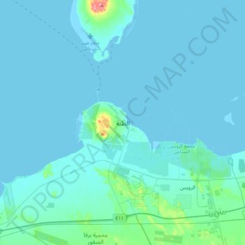 Al Dhannah topographic map, elevation, terrain