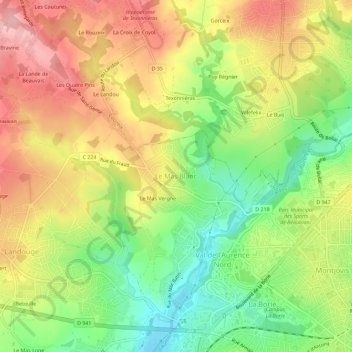 Le Mas Blanc topographic map, elevation, terrain