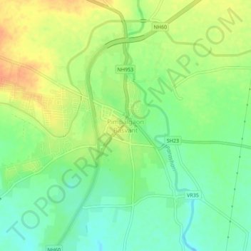 Pimpalgaon Basvant topographic map, elevation, terrain