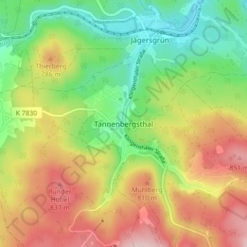 Tannenbergsthal topographic map, elevation, terrain