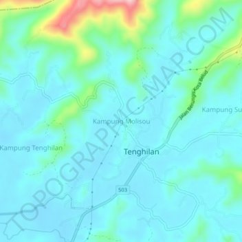 Kampung Molisou topographic map, elevation, terrain