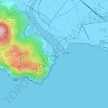 Bocca di Magra topographic map, elevation, terrain