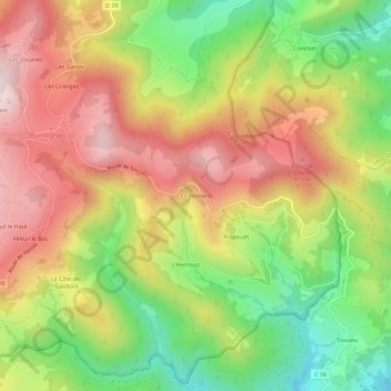 La Petilière topographic map, elevation, terrain