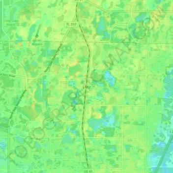 Lutz topographic map, elevation, terrain