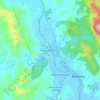 Kampung Chamang topographic map, elevation, terrain