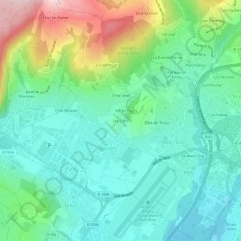 Les Crêts topographic map, elevation, terrain