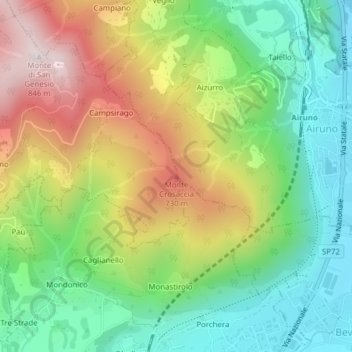 Monte Crosaccia topographic map, elevation, terrain