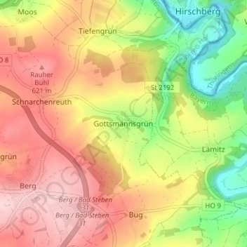 Gottsmannsgrün topographic map, elevation, terrain