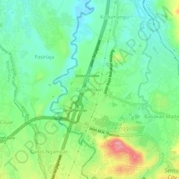 Cipambuan topographic map, elevation, terrain