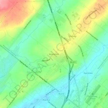 Kendigtown topographic map, elevation, terrain