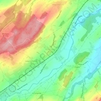 Villaz-Saint-Pierre topographic map, elevation, terrain