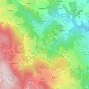 Urzenge topographic map, elevation, terrain