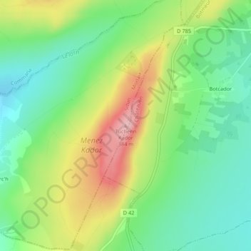 Tuchenn Kador topographic map, elevation, terrain