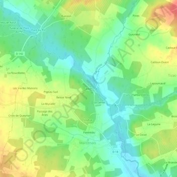 Vinet topographic map, elevation, terrain