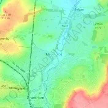 Manthorpe topographic map, elevation, terrain