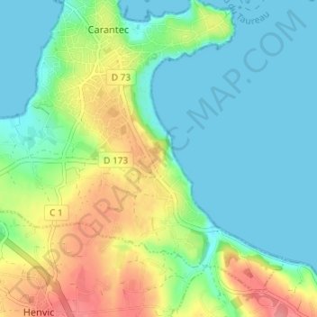 Kerliezec topographic map, elevation, terrain