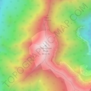 Charleston Peak topographic map, elevation, terrain