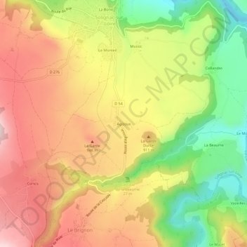 Agizoux topographic map, elevation, terrain