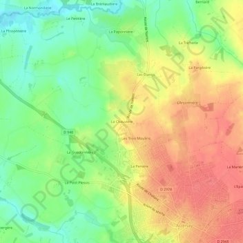 La Chauvière topographic map, elevation, terrain