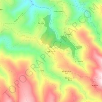 Quindous topographic map, elevation, terrain