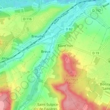 Les Cosnardières topographic map, elevation, terrain