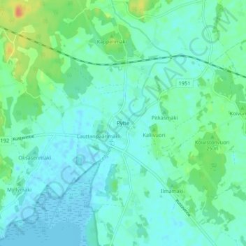 Pyhe topographic map, elevation, terrain