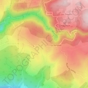Lous Escandes topographic map, elevation, terrain