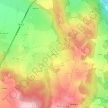 Lachaud topographic map, elevation, terrain