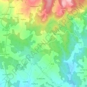 Ceinturat topographic map, elevation, terrain
