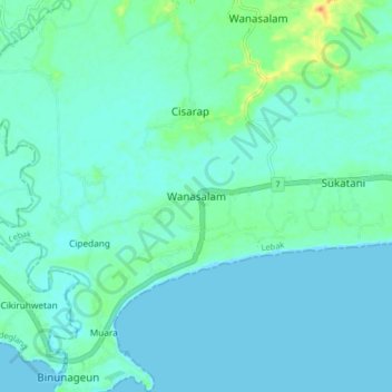 Wanasalam topographic map, elevation, terrain