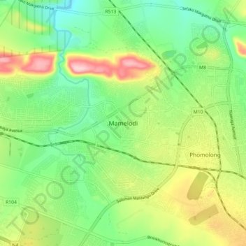 Mamelodi topographic map, elevation, terrain