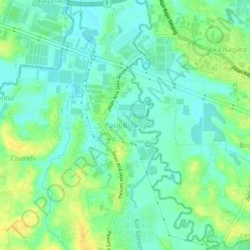 Pasir Bolang topographic map, elevation, terrain